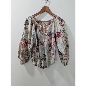 Z&L Floral Balloon Sleeve Boho Top